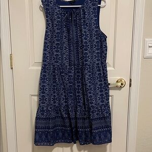 Talbots Navy and White Sleeveless layered Dress